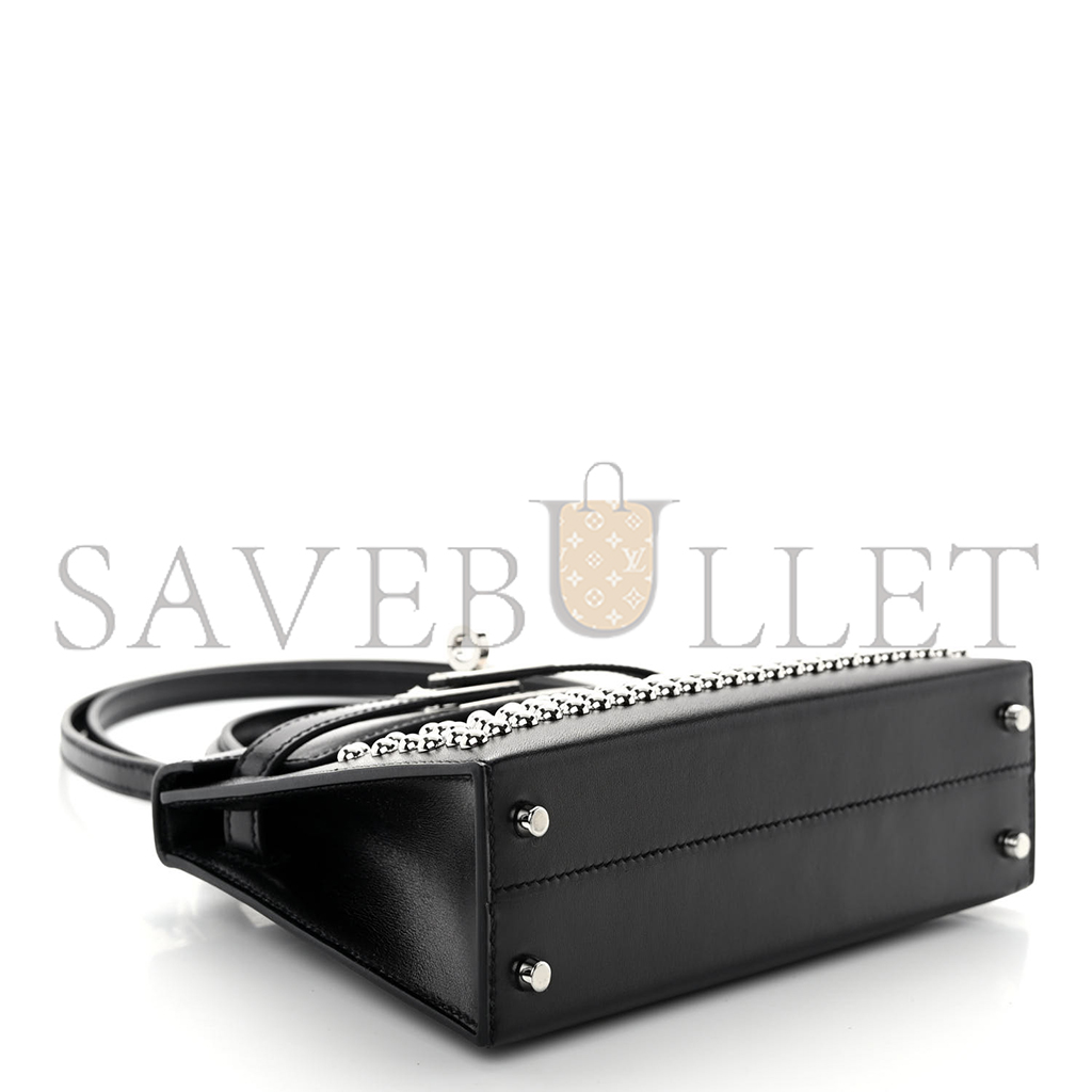 H**mes master box studded cloutÉ mini kelly sellier 20 black (19*12*5.5cm)